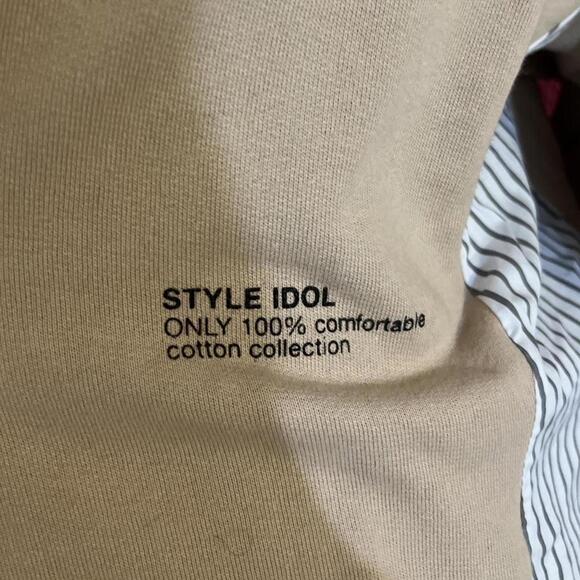 Zara pinstripe shirt beige oversized hoodie - Picture 4 of 8